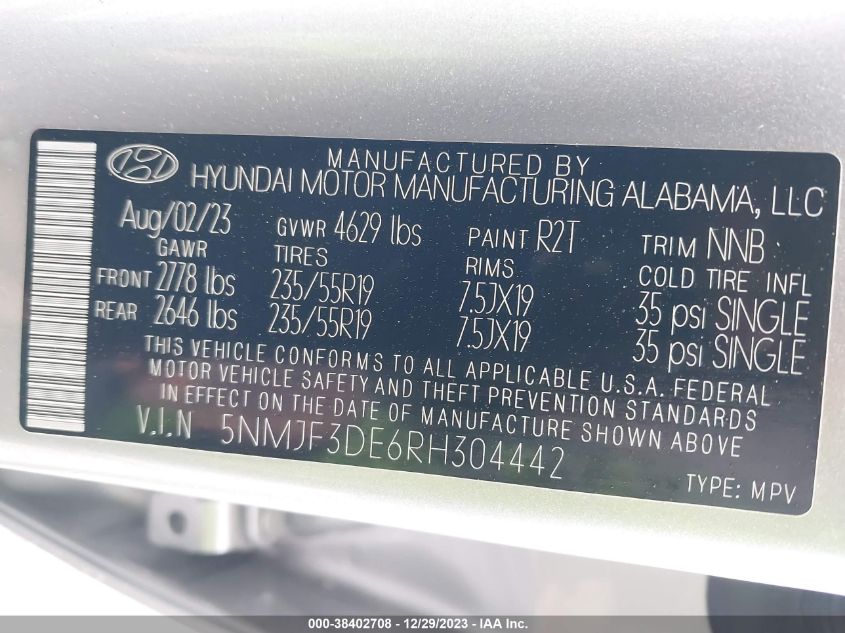 2024 HYUNDAI TUCSON SEL - 5NMJF3DE6RH304442