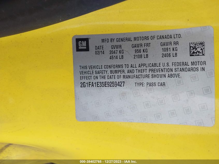 2014 CHEVROLET CAMARO 2LS - 2G1FA1E35E9259427