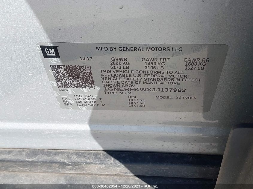 2018 CHEVROLET TRAVERSE LS - 1GNERFKWXJJ137983