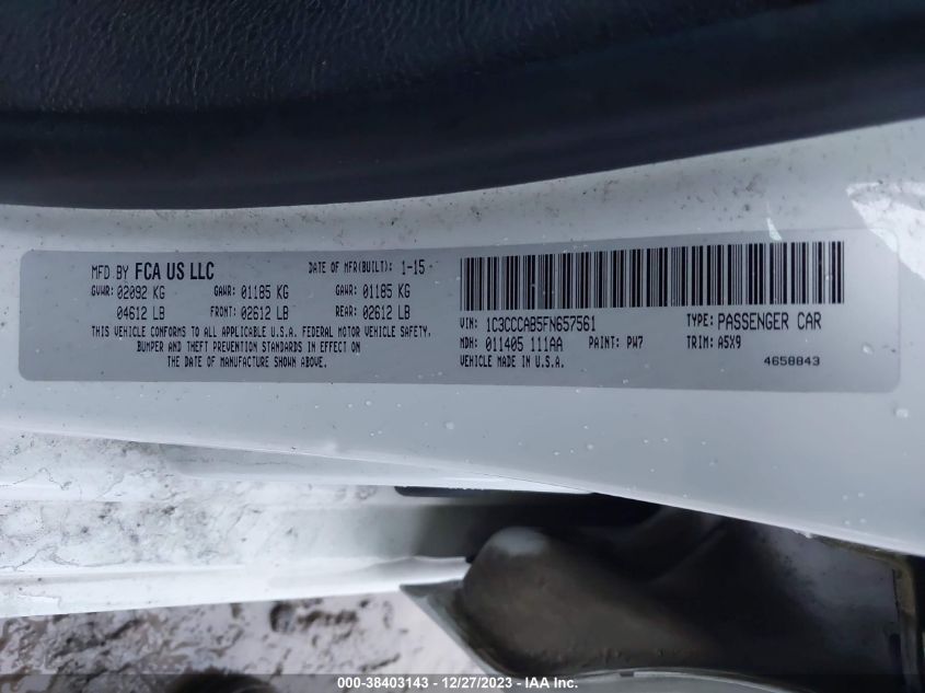 2015 CHRYSLER 200 LIMITED - 1C3CCCAB5FN657561