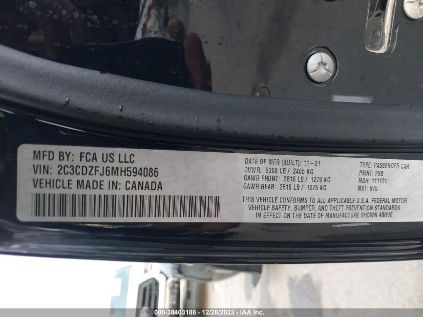 2021 DODGE CHALLENGER R/T SCAT PACK - 2C3CDZFJ6MH594086