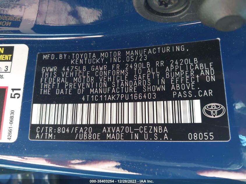 2023 TOYOTA CAMRY LE - 4T1C11AK7PU166403