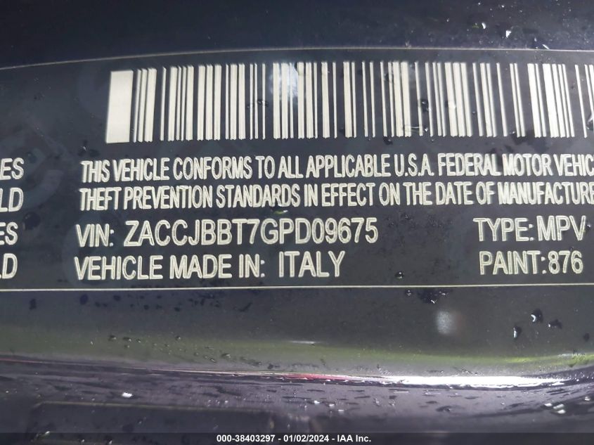2016 JEEP RENEGADE 75TH ANNIVERSARY - ZACCJBBT7GPD09675