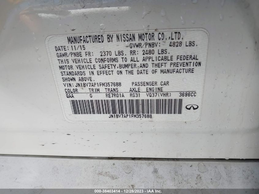 2015 INFINITI Q50 PREMIUM - JN1BV7AP1FM357688