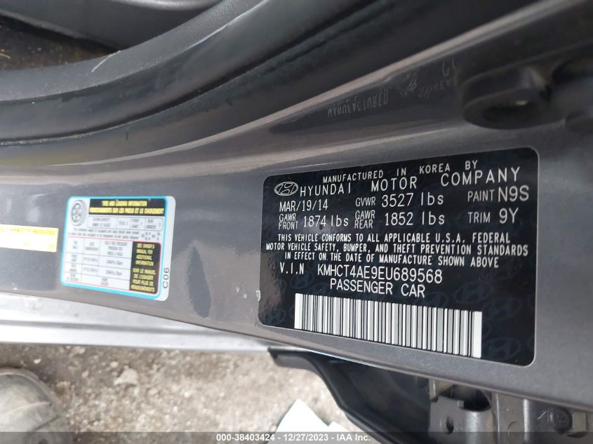 2014 HYUNDAI ACCENT GLS - KMHCT4AE9EU689568