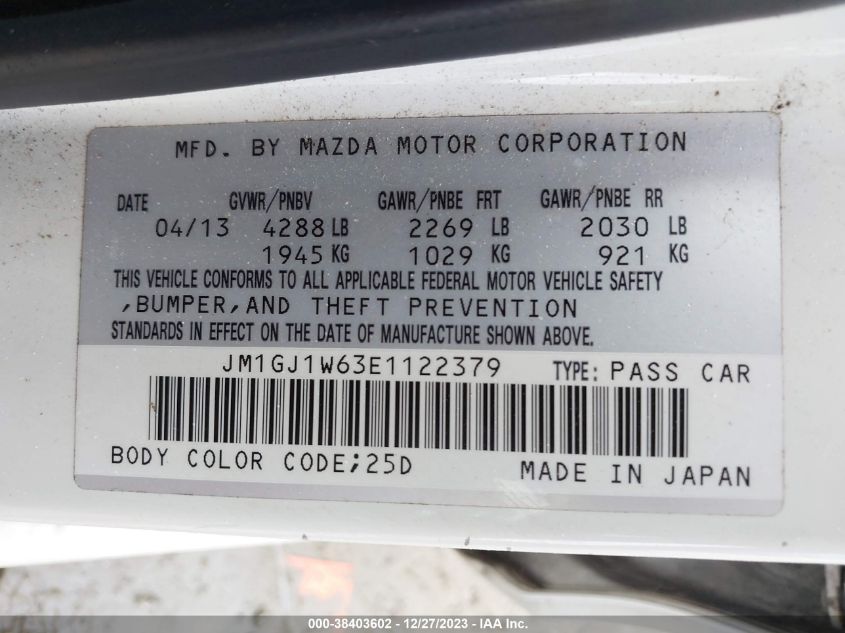 2014 MAZDA MAZDA6 I GRAND TOURING - JM1GJ1W63E1122379