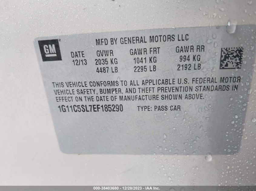 2014 CHEVROLET MALIBU 1LT - 1G11C5SL7EF185290