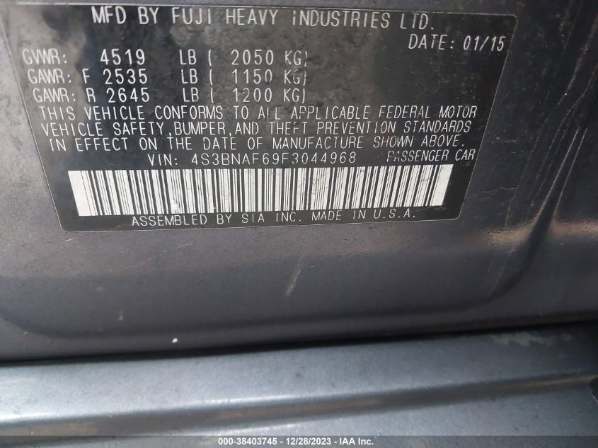 2015 SUBARU LEGACY 2.5I PREMIUM - 4S3BNAF69F3044968
