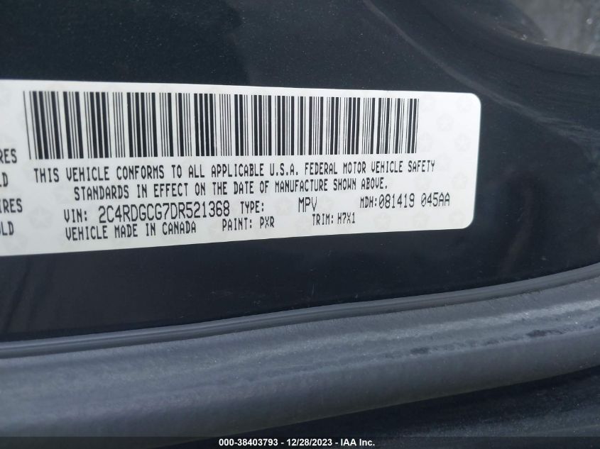 2013 DODGE GRAND CARAVAN SXT - 2C4RDGCG7DR521368