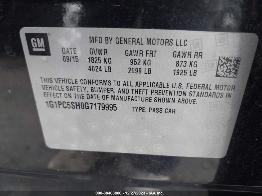 2016 CHEVROLET CRUZE LIMITED LS AUTO - 1G1PC5SH0G7179995