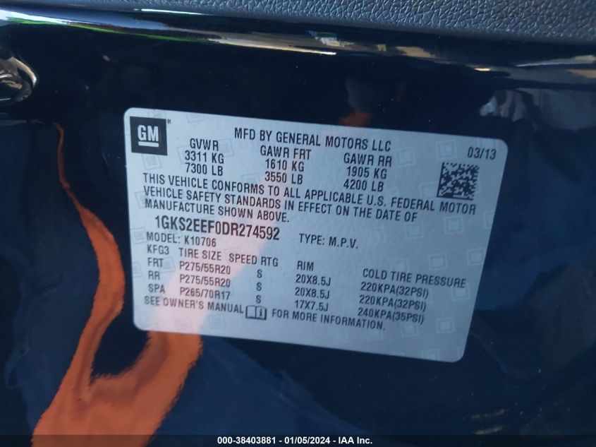2013 GMC YUKON DENALI - 1GKS2EEF0DR274592
