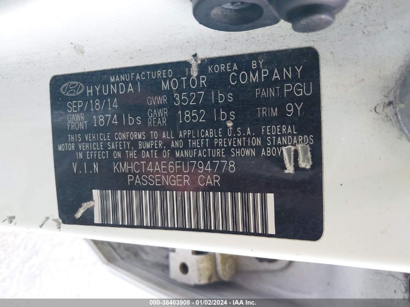 2015 HYUNDAI ACCENT GLS - KMHCT4AE6FU794778