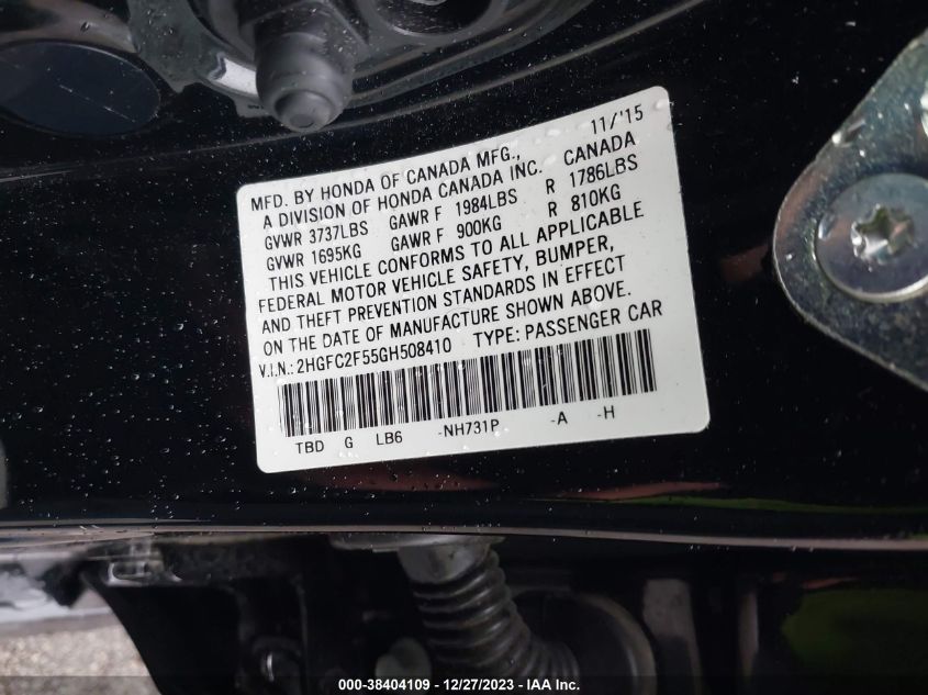 2016 HONDA CIVIC LX - 2HGFC2F55GH508410