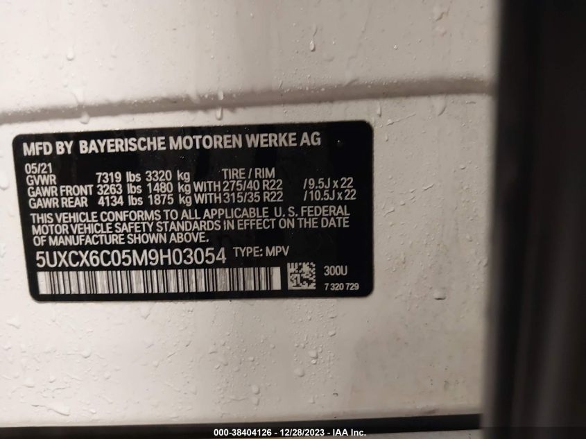 2021 BMW X7 M50I - 5UXCX6C05M9H03054