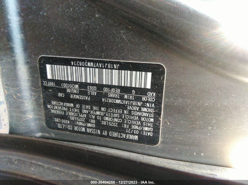2021 NISSAN ROGUE SPORT S FWD XTRONIC CVT - JN1BJ1AV7MW308214
