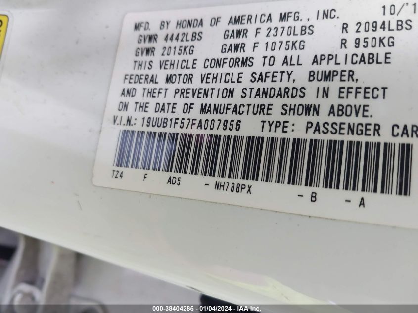 2015 ACURA TLX TECH - 19UUB1F57FA007956