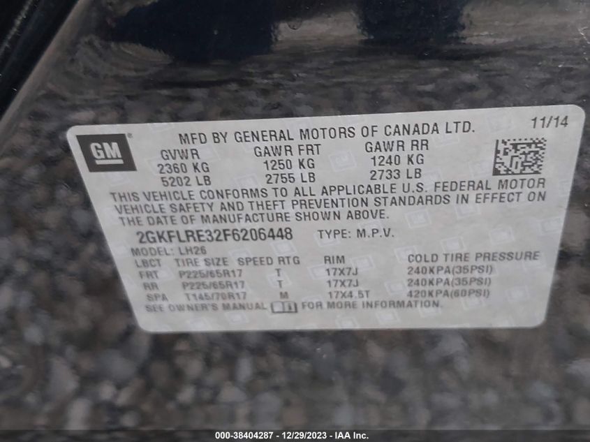 2015 GMC TERRAIN SLE - 2GKFLRE32F6206448