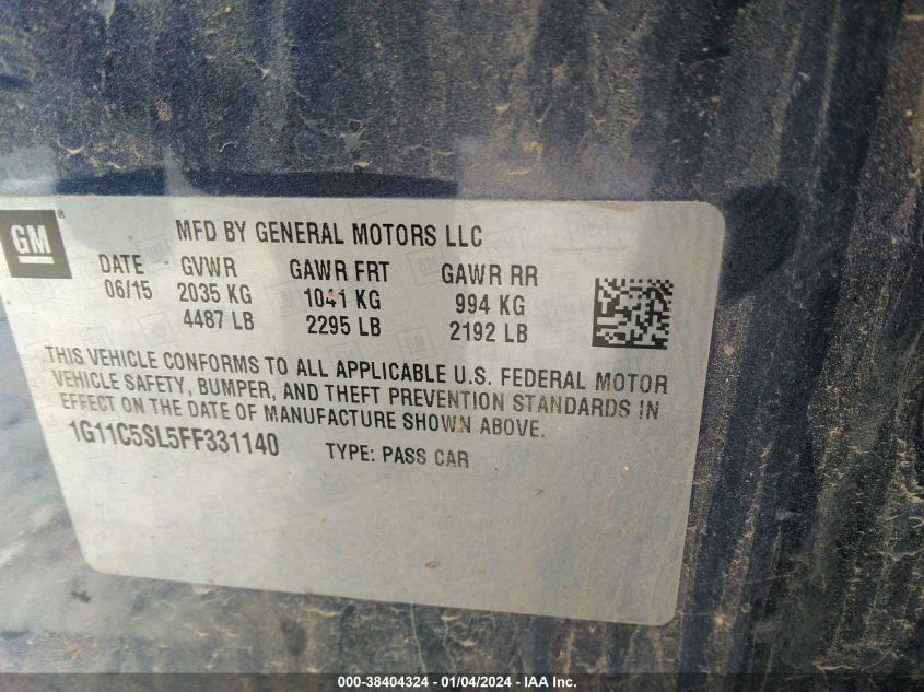 2015 CHEVROLET MALIBU 1LT - 1G11C5SL5FF331140