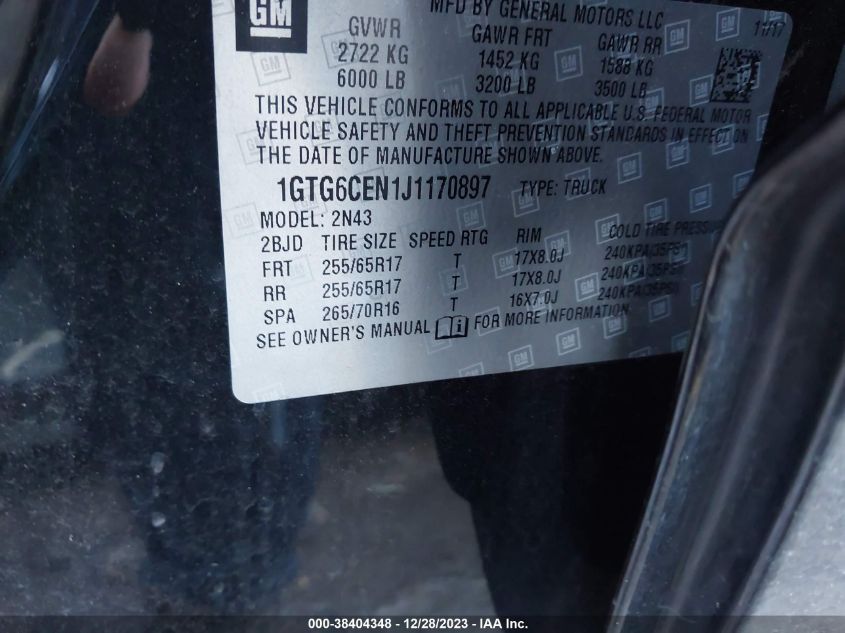 2018 GMC CANYON SLE - 1GTG6CEN1J1170897