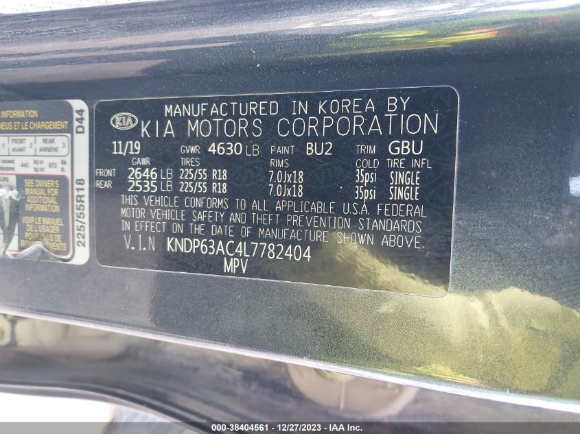 2020 KIA SPORTAGE S - KNDP63AC4L7782404