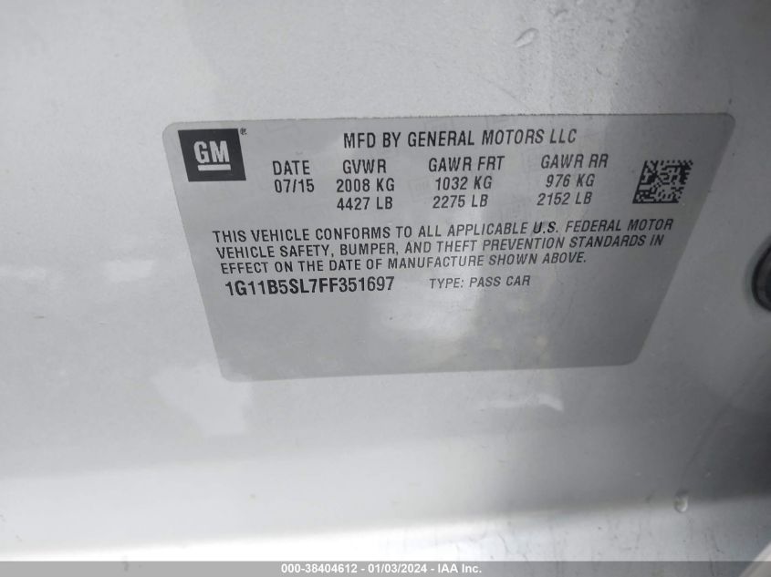 2015 CHEVROLET MALIBU LS - 1G11B5SL7FF351697