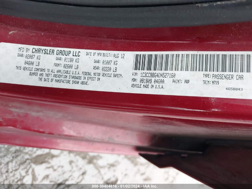 2013 CHRYSLER 200 TOURING - 1C3CCBBG4DN527160
