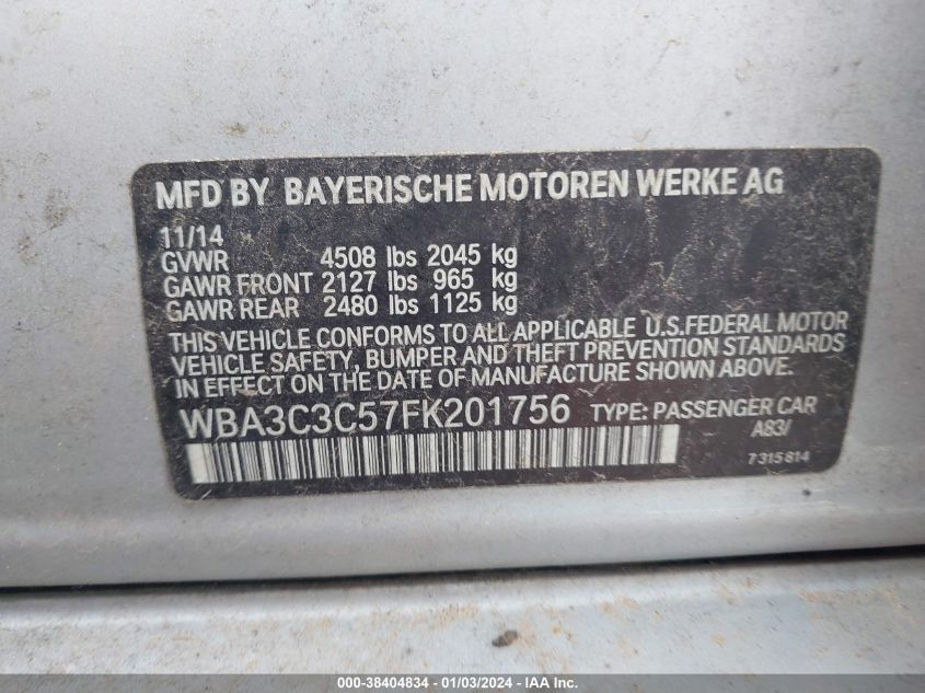 2015 BMW 320I I XDRIVE - WBA3C3C57FK201756