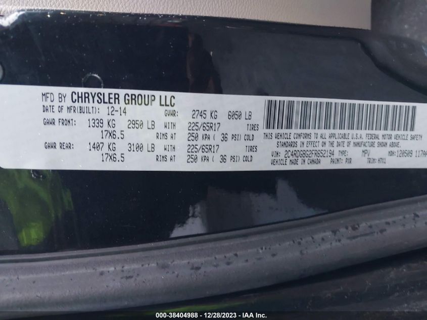 2015 DODGE GRAND CARAVAN AVP/SE - 2C4RDGBG2FR652194