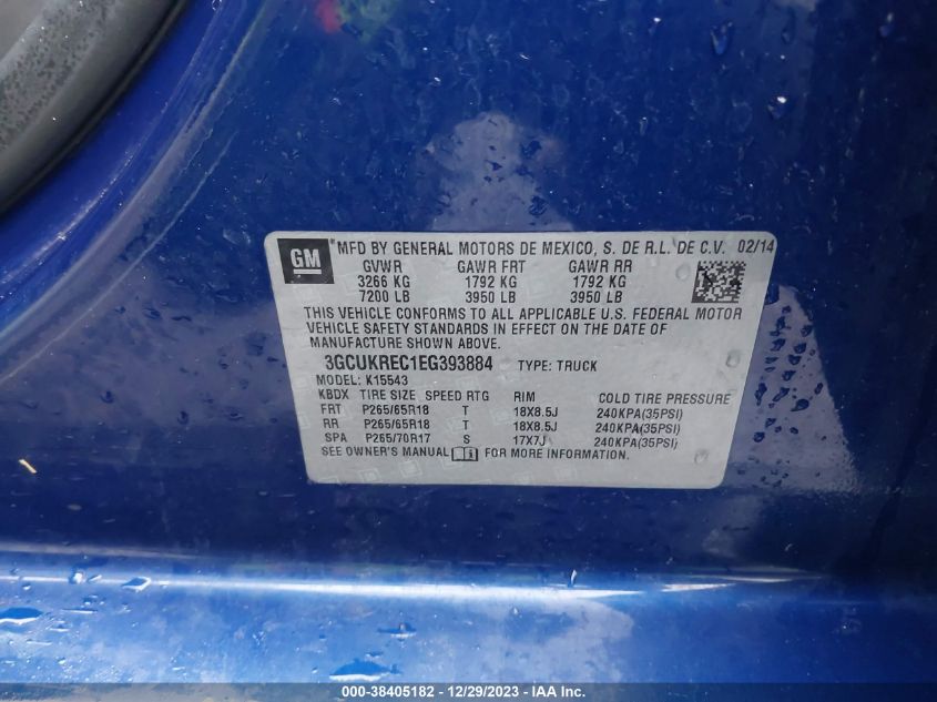 2014 CHEVROLET SILVERADO 1500 2LT - 3GCUKREC1EG393884