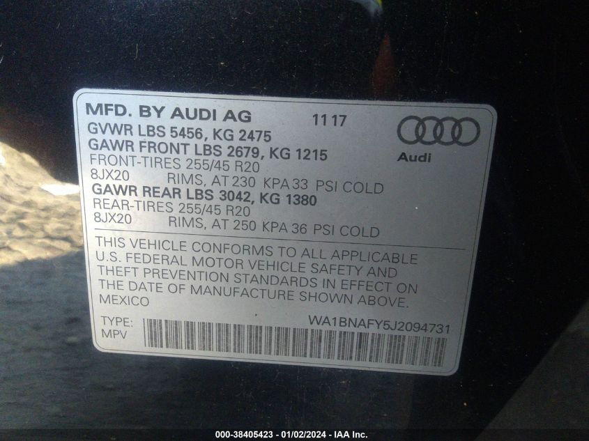 2018 AUDI Q5 PREMIUM PLUS - WA1BNAFY5J2094731