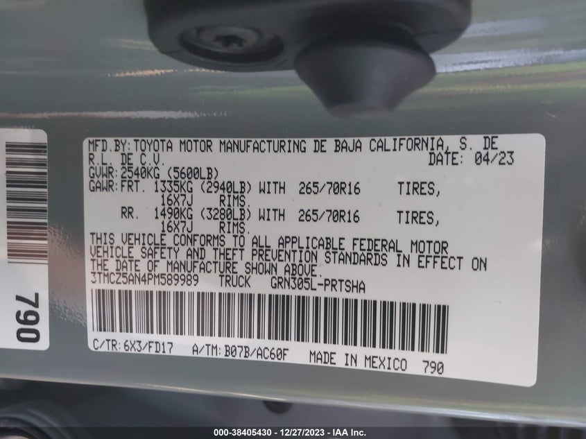 VIN 3TMCZ5AN4PM589989 2023 TOYOTA TACOMA TRD OFF ROAD