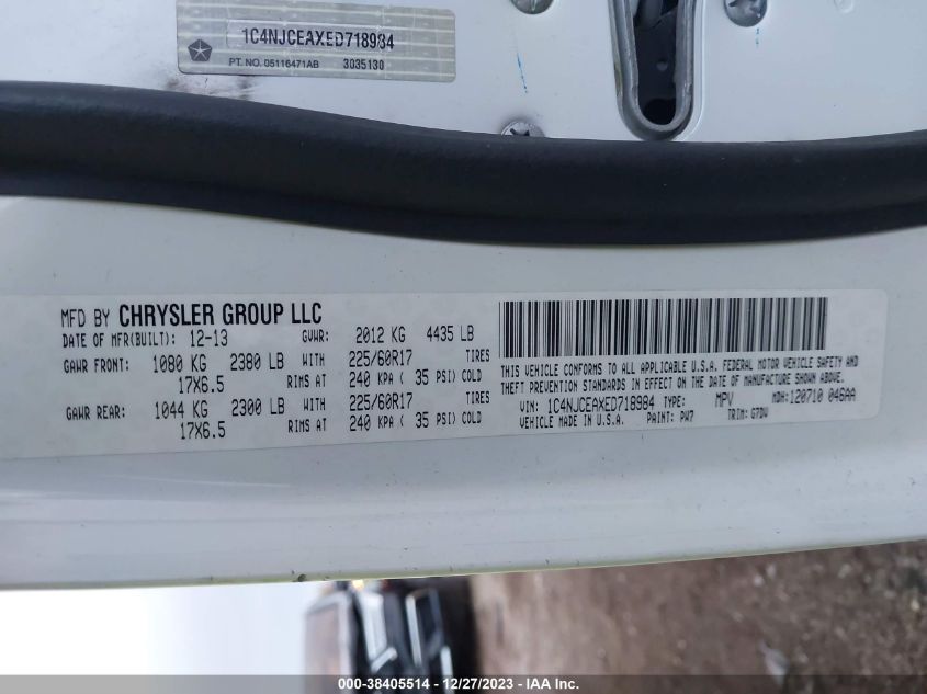 2014 JEEP COMPASS LATITUDE - 1C4NJCEAXED718984