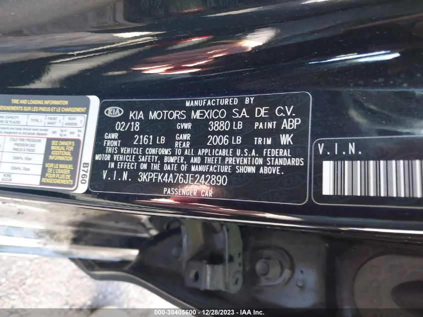 2018 KIA FORTE LX - 3KPFK4A76JE242890