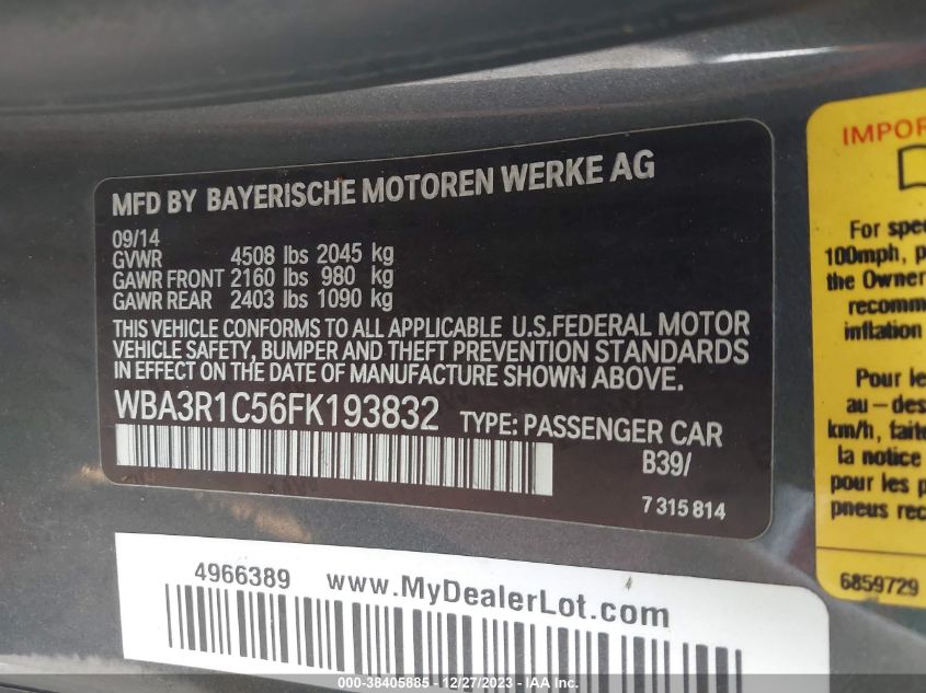2015 BMW 435I - WBA3R1C56FK193832