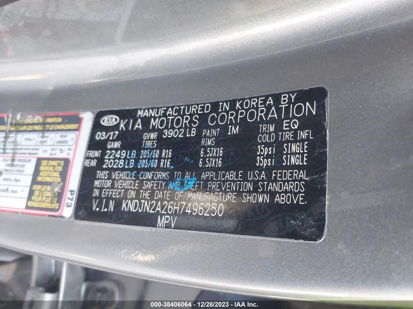 2017 KIA SOUL - KNDJN2A26H7496250