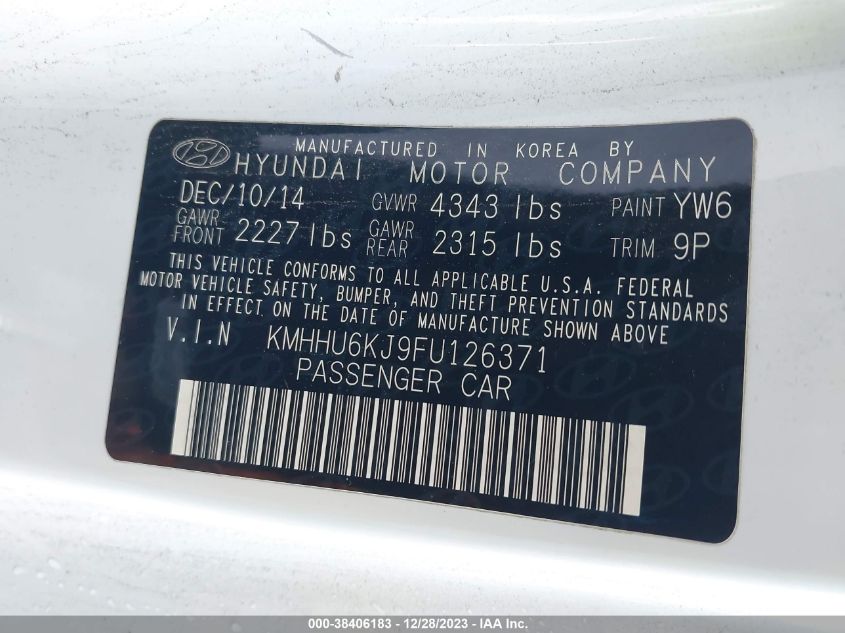 2015 HYUNDAI GENESIS 3.8 R-SPEC - KMHHU6KJ9FU126371