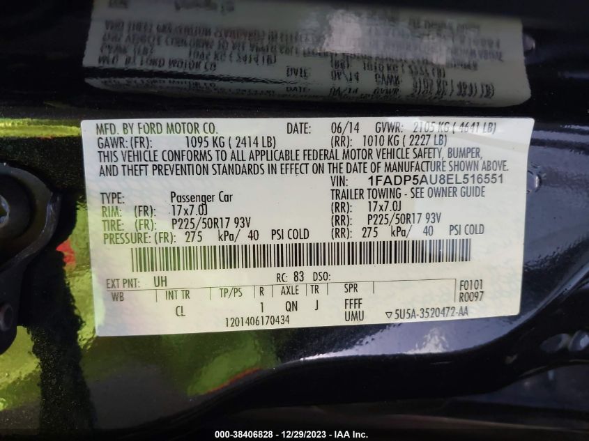 2014 FORD C-MAX HYBRID SE - 1FADP5AU8EL516551