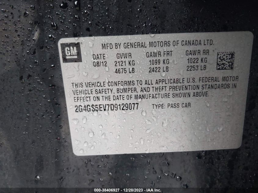2013 BUICK REGAL PREMIUM - 2G4GS5EV7D9129077