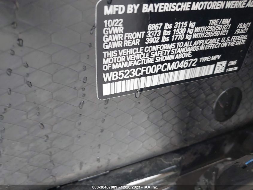 2023 BMW IX XDRIVE50 WB523CF00PCM04672