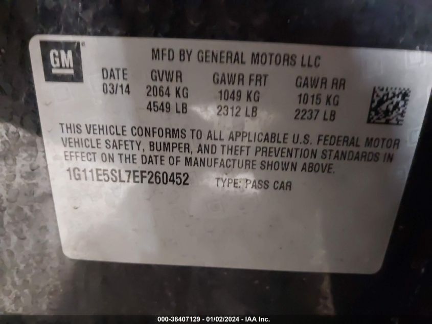2014 CHEVROLET MALIBU 2LT - 1G11E5SL7EF260452