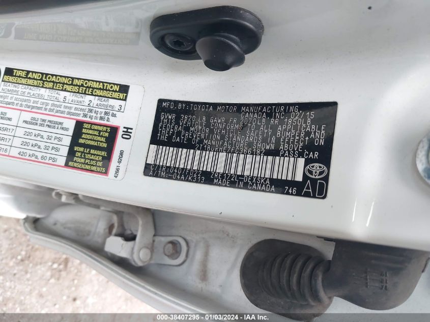 2015 TOYOTA COROLLA - 2T1BURHF7FC366182