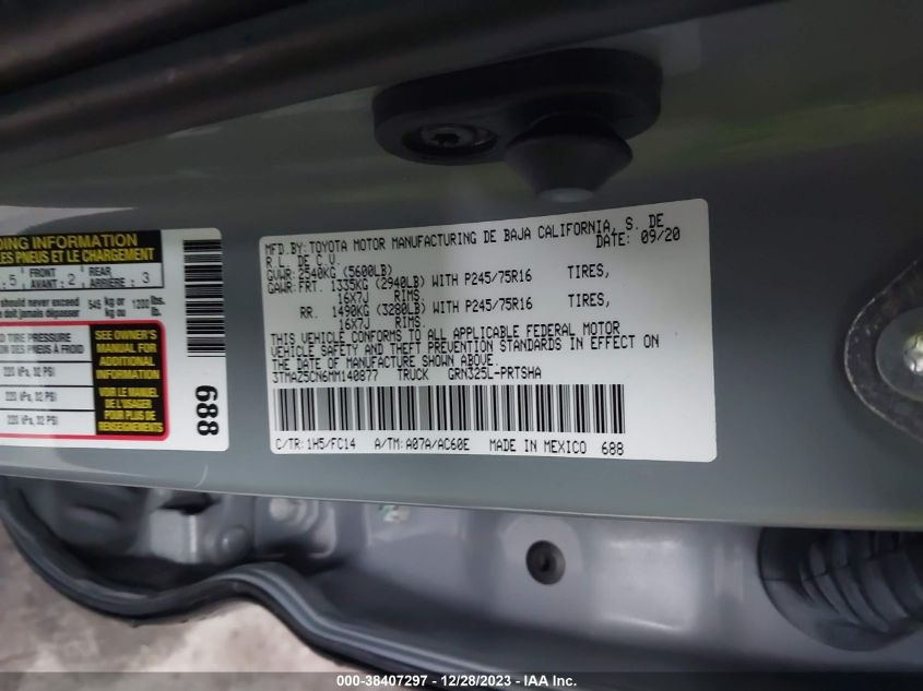 2021 TOYOTA TACOMA DOUBLE CAB/SR5/TRD SPORT/ - 3TMAZ5CN6MM140877
