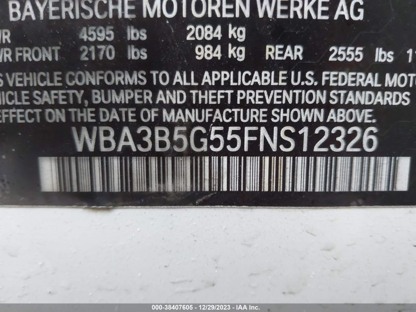 2015 BMW 328I XDRIVE - WBA3B5G55FNS12326
