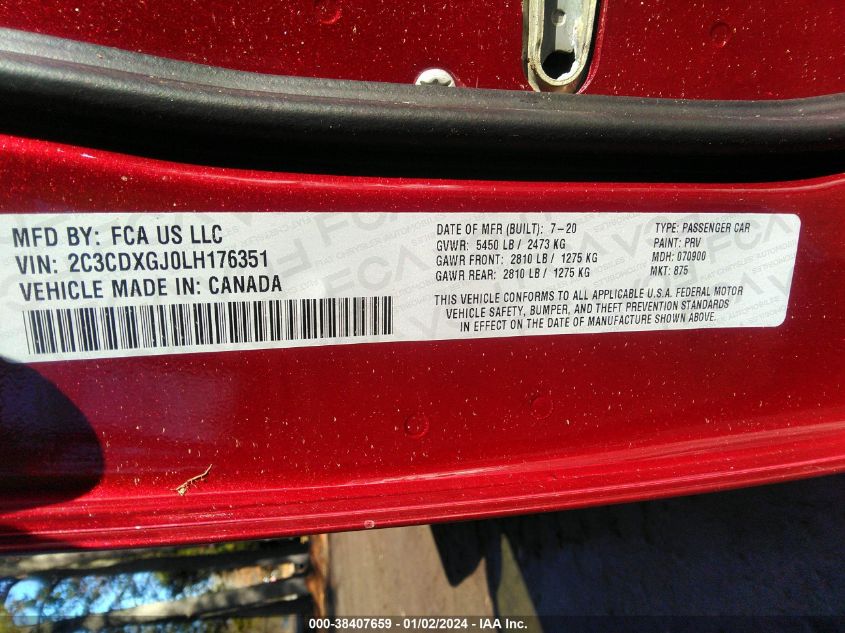 2020 DODGE CHARGER SCAT PACK - 2C3CDXGJ0LH176351
