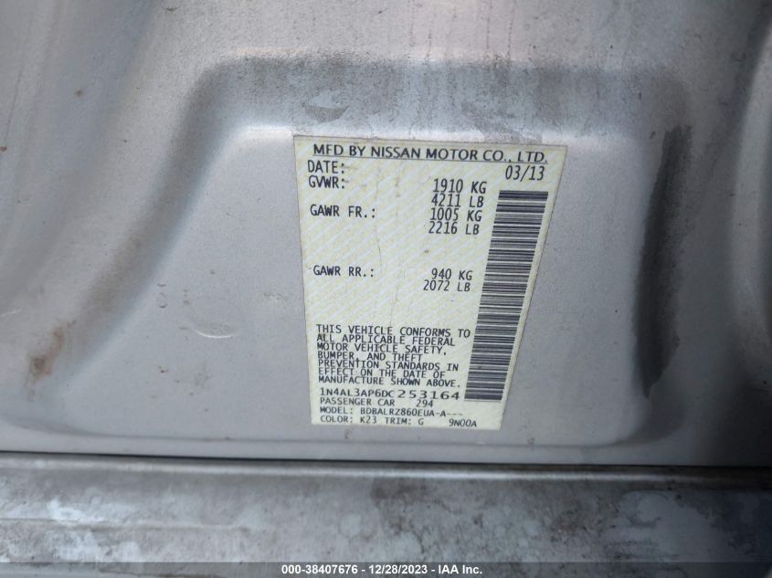2013 NISSAN ALTIMA 2.5/S/SV/SL - 1N4AL3AP6DC253164