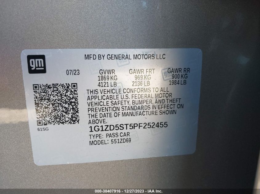 2023 CHEVROLET MALIBU FWD 1LT - 1G1ZD5ST5PF252455