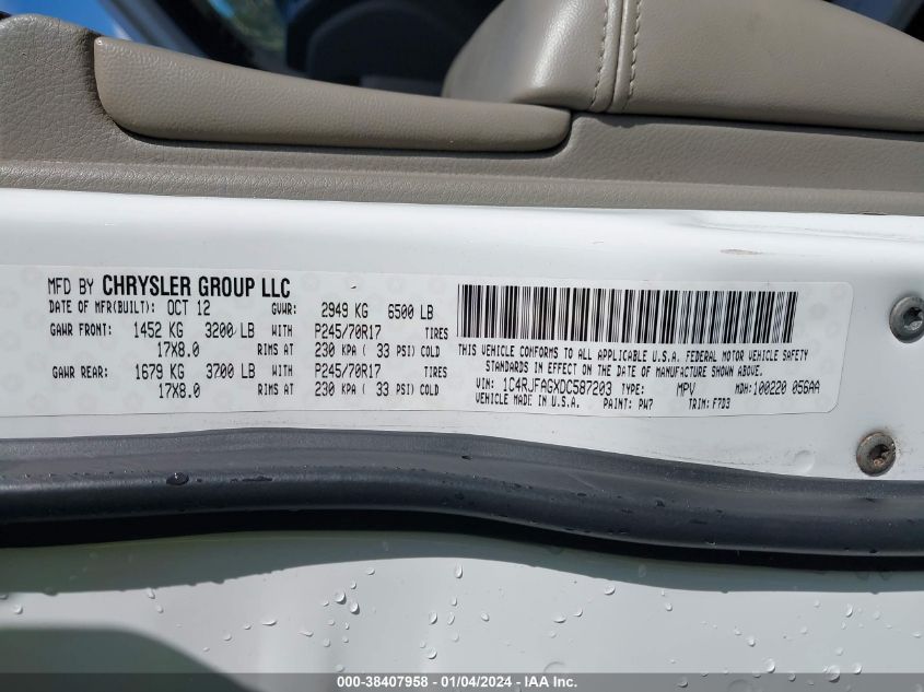 2013 JEEP GRAND CHEROKEE LAREDO - 1C4RJFAGXDC587203