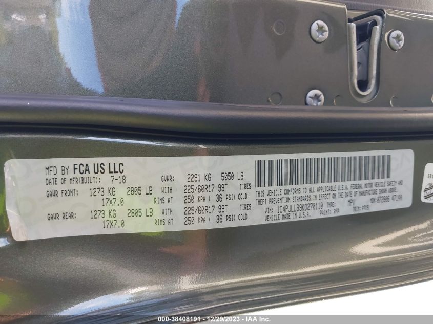2019 JEEP CHEROKEE LATITUDE PLUS - 1C4PJLLB9KD270110