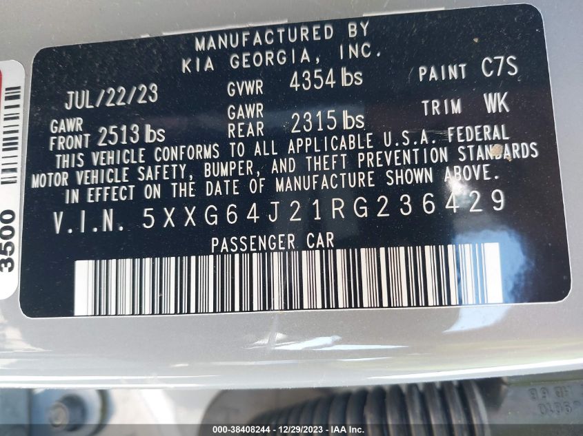 2024 KIA K5 GT LINE - 5XXG64J21RG236429