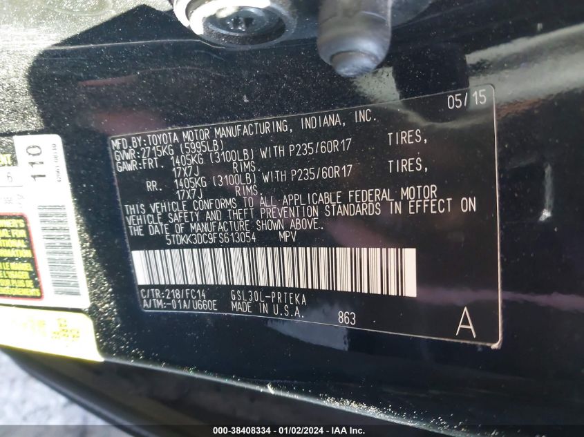 2015 TOYOTA SIENNA LE - 5TDKK3DC9FS613054